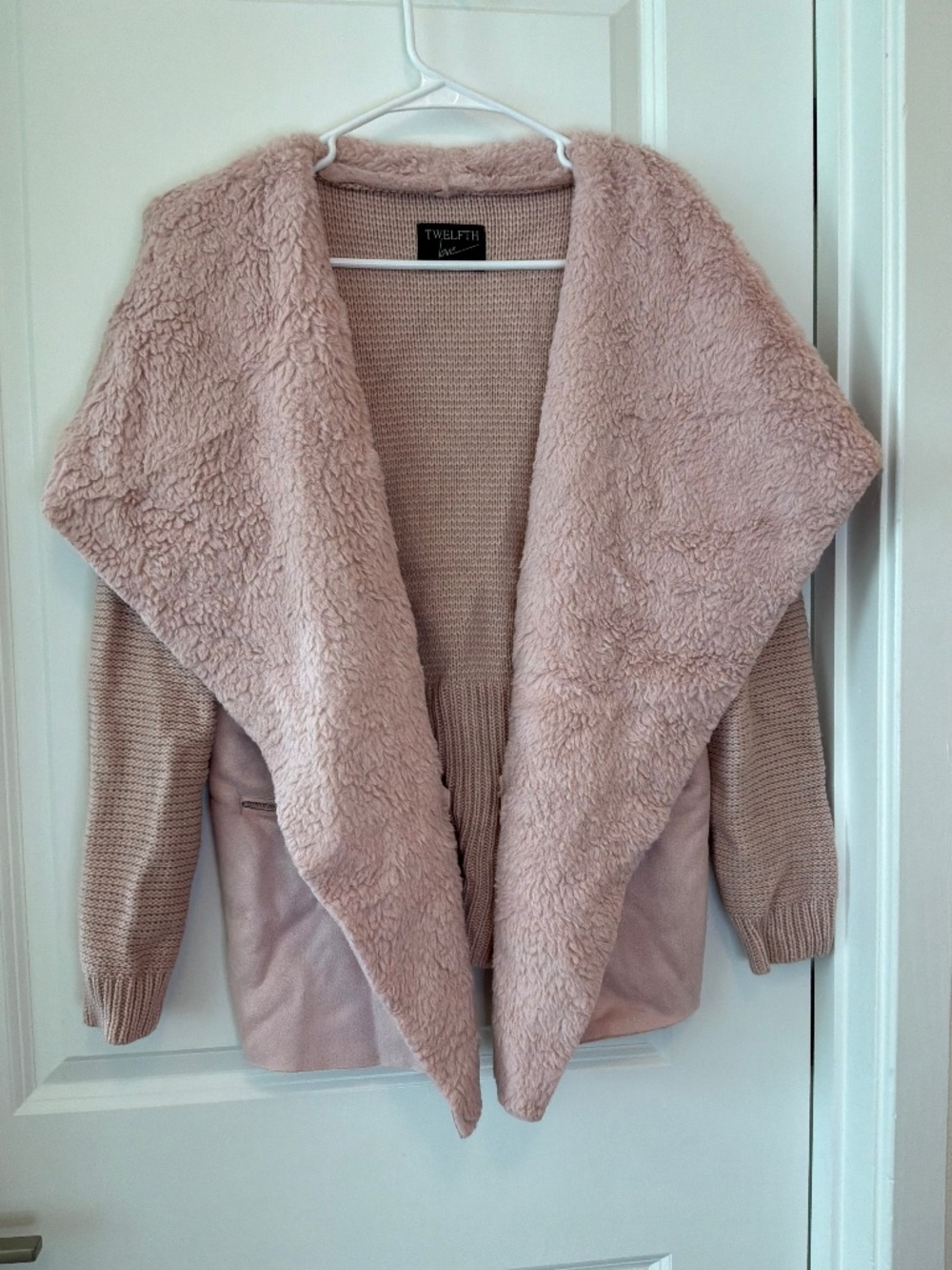 Twelfth Love Blush Pink Faux Shearling Cardigan Jacket Size L